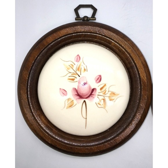 Vintage Set of 2 Homco Lasting Products Ceramic Wall Hanging Rose Hand Painted - Picture 3 of 12